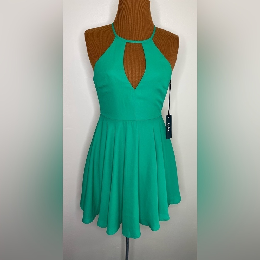 NWT Lulus Glamorous Grace Green Skater Dress Size XS